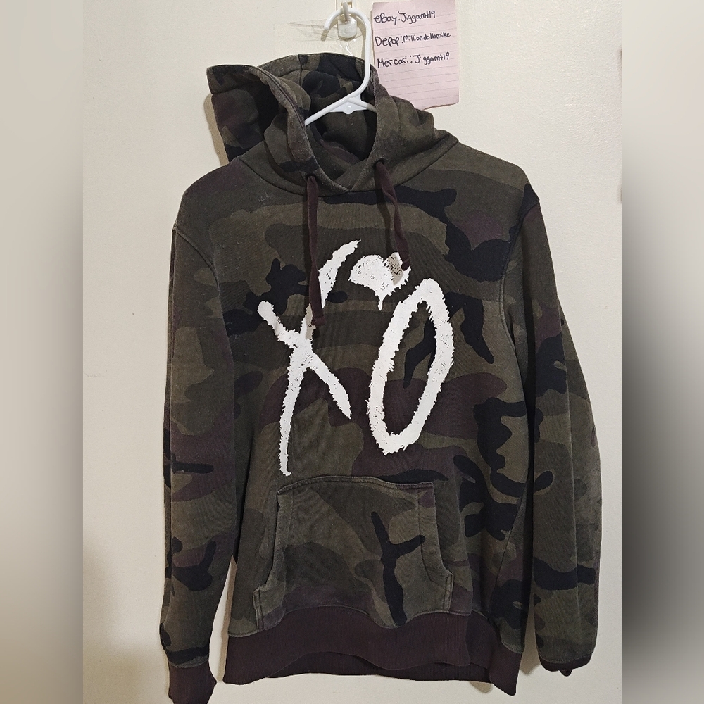 The Weeknd Camo Hoodie Sweatshirt Men's Size medium sz M XO 2017 merch